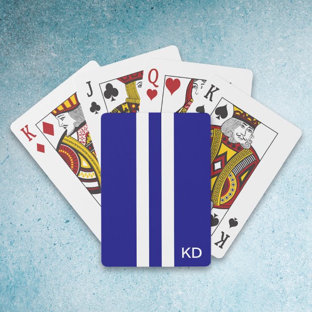 Men Navy Blue Monogrammed Playing Cards (Creator Uploaded)