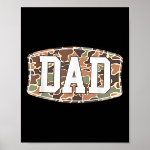 Men Old School Camo Dad, Retro Camouflage Daddy Fa Poster