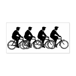 Men on Bicycles Rubber Stamp