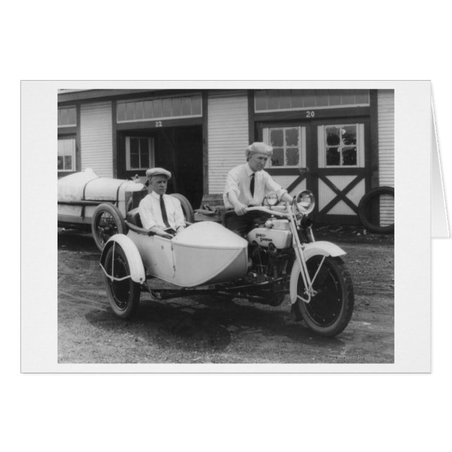 Men on Harley Davidson Motorcycle with Sidecar (Front Horizontal)