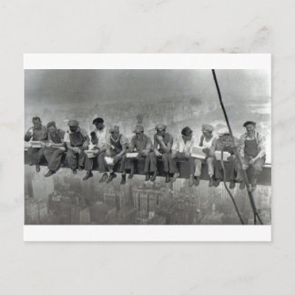Men on rail vintage photography postcard
