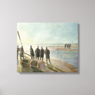 Men on the Beach (Dangerous Work at Low Tide) Canvas Print