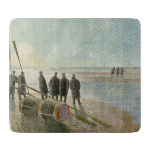 Men on the Beach (Dangerous Work at Low Tide) Cutting Board