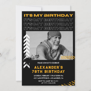 Men Photo Black 78th birthday invitations 