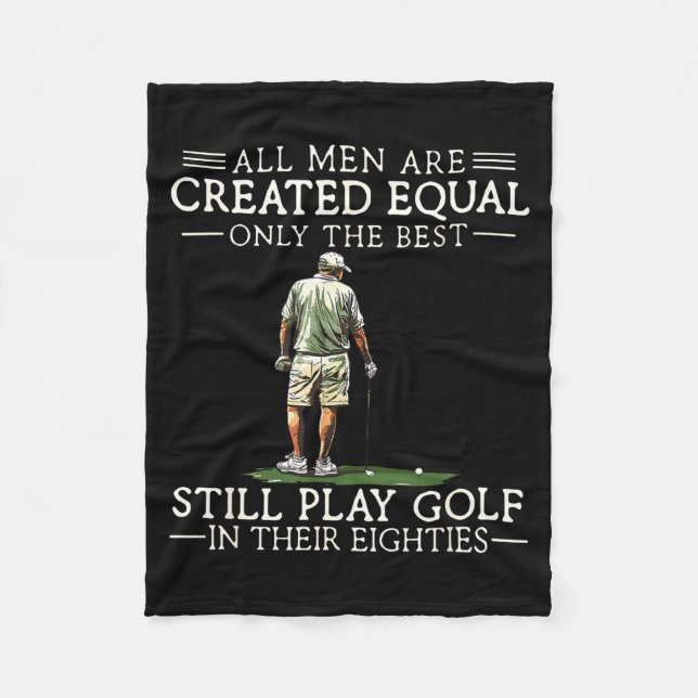 Men Play Golf Eighties 80 Funny Golfer Golfing  Fleece Blanket (Front)