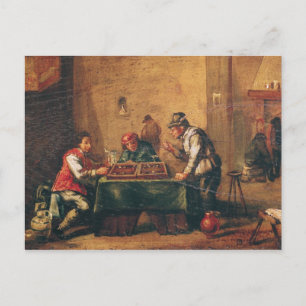 Men Playing Backgammon in a Tavern Postcard