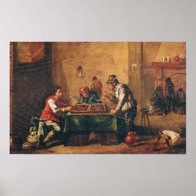 Men Playing Backgammon in a Tavern Poster (Front)