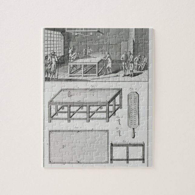 Men playing billiards, from the 'Encyclopedie des Jigsaw Puzzle (Vertical)