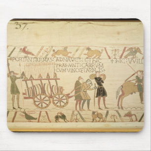 Men pulling a cart loaded with wine and arms mouse mat