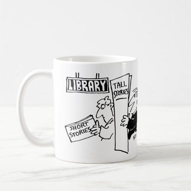 Men reading books at a library coffee mug (Left)