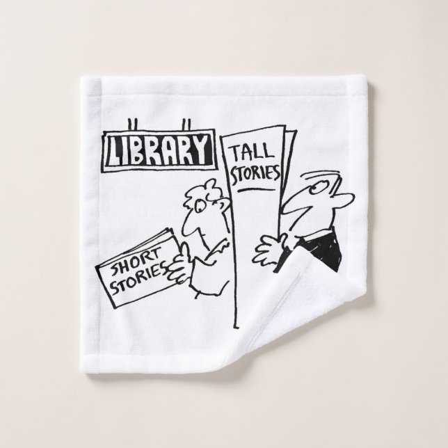 Men Reading Books in a Library Cartoon Wash Cloth (Wash Cloth)