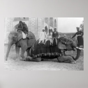 Men Riding Elephants in India PhotographIndia Poster