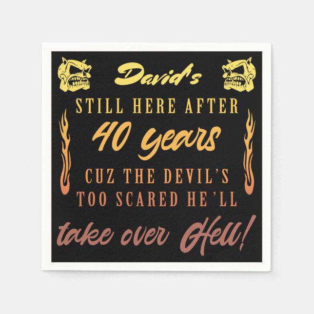 Men’s 40th Birthday Humour Napkin (Front)
