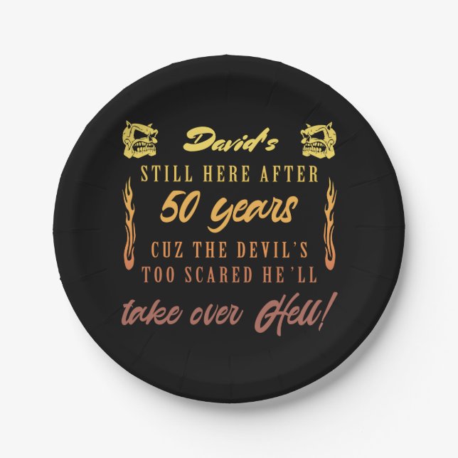 Men’s 50th Birthday Humour Paper Plate (Front)