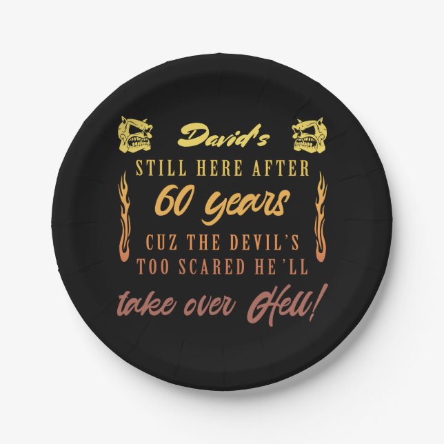 Men’s 60th Birthday Humour Paper Plate (Front)