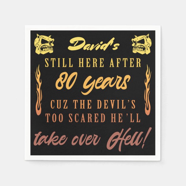 Men’s 80th Birthday Humour Napkin (Front)