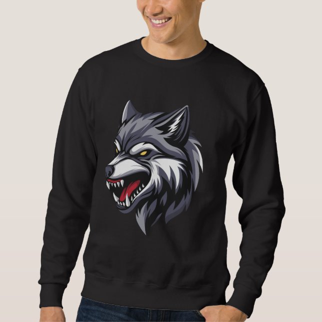 Men’s Angry Wolf Graphic Sweatshirt (Front)