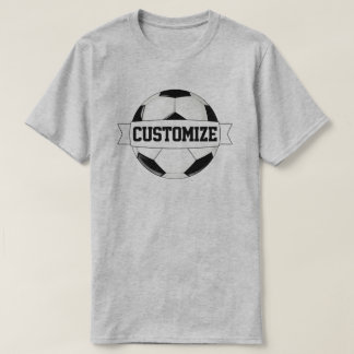 Men’s Black & White Soccer Ball Custom Team Name T-Shirt