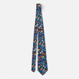 Men’s Blue Botanical Watercolour Print Neck Tie