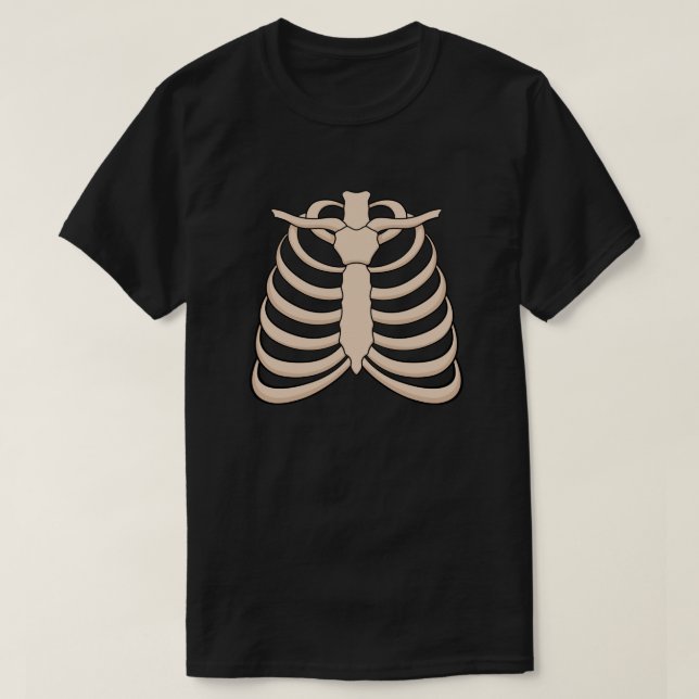 Men’s Cartoon Ribcage Halloween T-Shirt (Design Front)