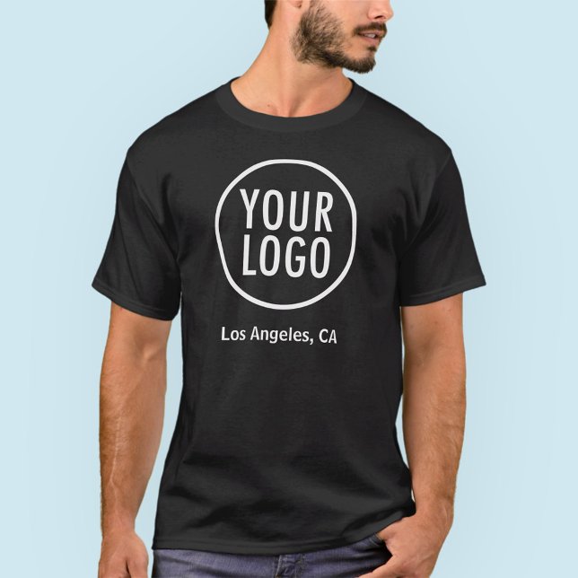 Men’s Cotton T-Shirt Custom Company Logo S to 5XL (MISOOK Black Organic Cotton T-Shirt with Logo)