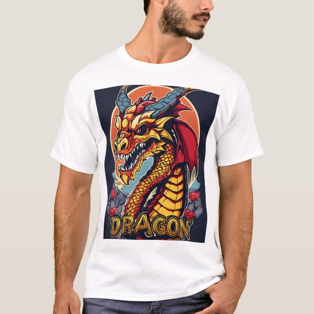 "Men’s Dragon T-Shirt – Majestic Fire-Breathing  (Front)