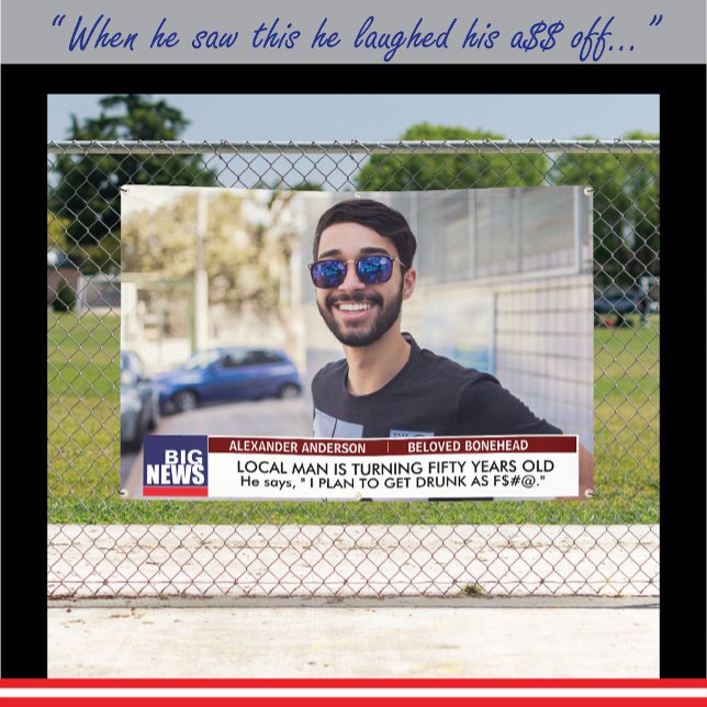 Men’s Funny 50th Birthday 📺 TV News 40th 60th  Banner (Creator Uploaded)