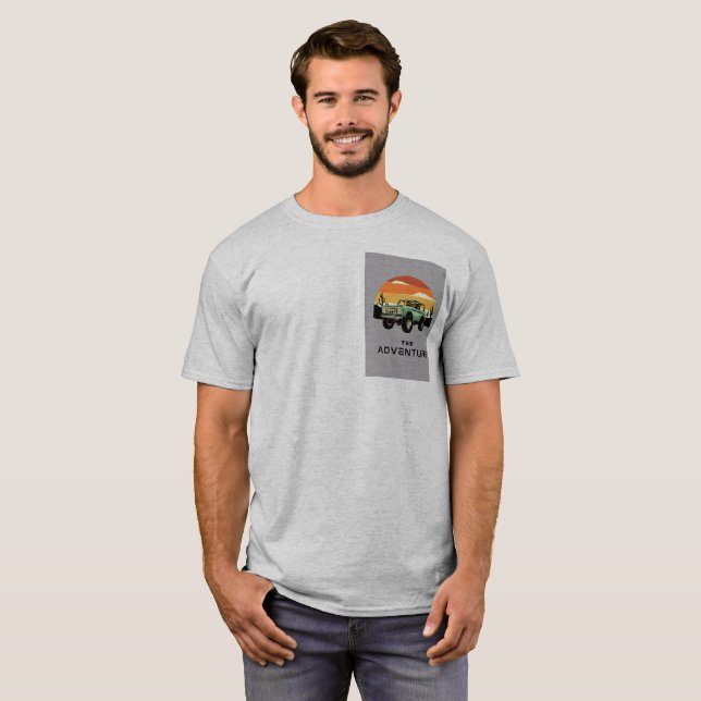 Men’s Grey Adventure Graphic Printed T-Shirt (Front Full)