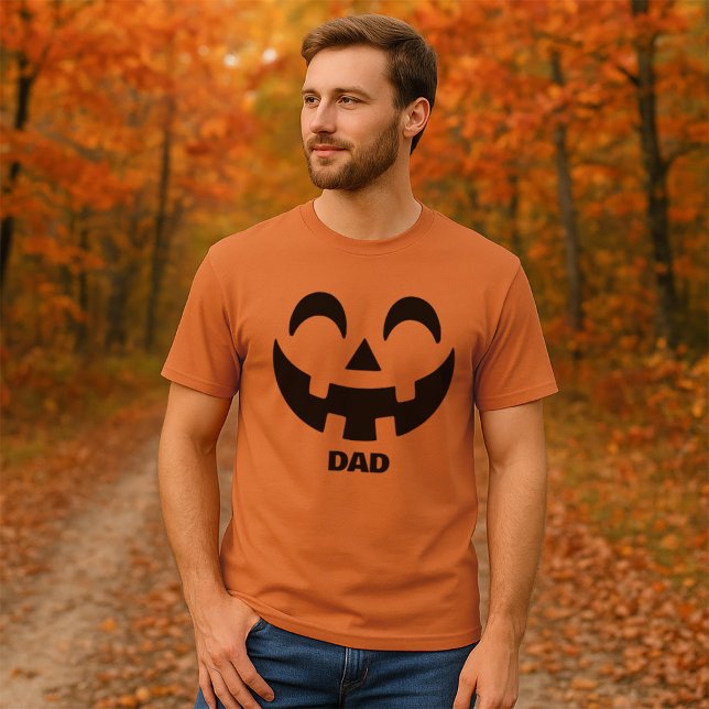 Men’s Personalised Jack-O'-Lantern Face Halloween T-Shirt (Men's Jack O' Lantern Halloween Basic Dark T-Shirt)
