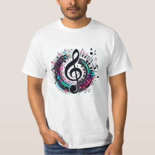 Men’s Rainbow Music Note Futuristic Fun T-Shirt