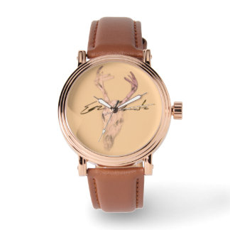 Men’s Rose Gold Vintage Watch with Brown Leather S