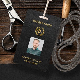 Men salon barber personalised employee photo id badge