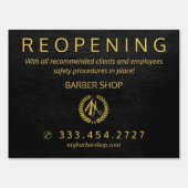 Men salon barber shop covid-19 business reopening garden sign (Front)