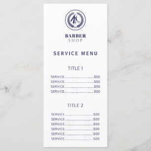 Men salon simple navy and white price service menu
