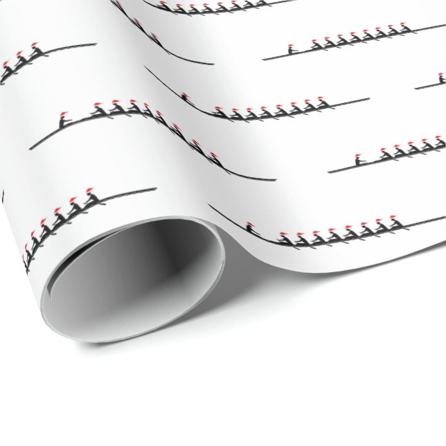 Men Santa Hat Rowing Rowers Crew Team #4 Wrapping Paper (Roll Corner)