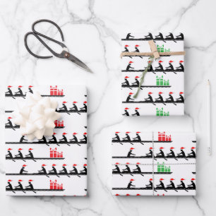 Men Santa Hat Rowing Rowers Crew Team #4G Wrapping Paper Sheet