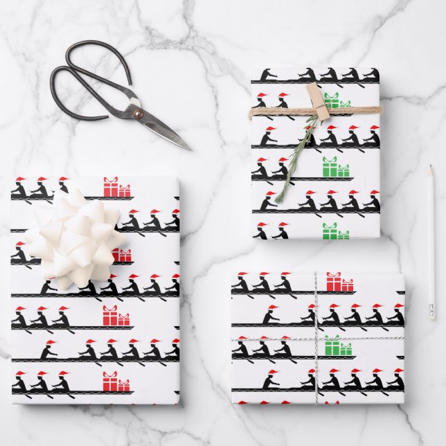 Men Santa Hat Rowing Rowers Crew Team #4G Wrapping Paper Sheet (Front)
