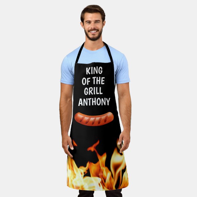 Men Sausage Black King of the Grill Chef BBQ Apron (Worn)