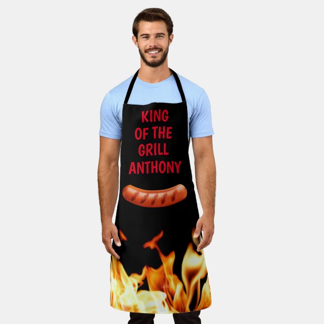Men Sausage Black King of the Grill Chef BBQ Apron (Worn)