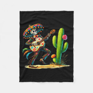 Men skeleton cinco de mayo mariachi fiesta guitar fleece blanket