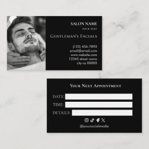 Men Skincare facial treatments Beauty Salon Appointment Card