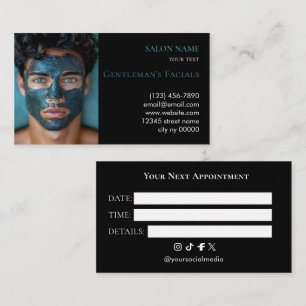 Men Skincare facial treatments Beauty Salon Appointment Card