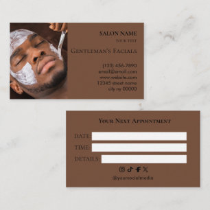 Men Skincare facial treatments Beauty Salon Appointment Card