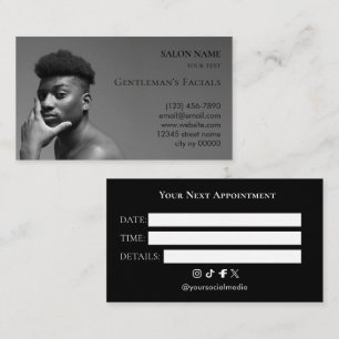 Men Skincare facial treatments Beauty Salon Appointment Card