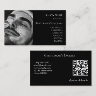 Men Skincare facial treatments QR code Business Card