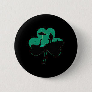 Men St Patricks Day Alien Ufo Shamrock Sasquatch N 6 Cm Round Badge