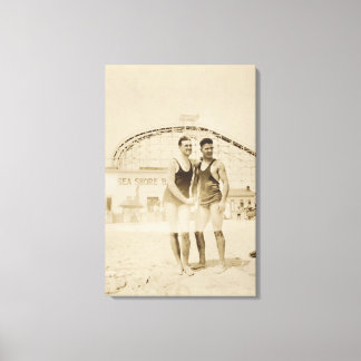 Men Standing on Beach Canvas Print