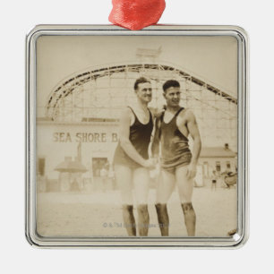 Men Standing on Beach Metal Tree Decoration