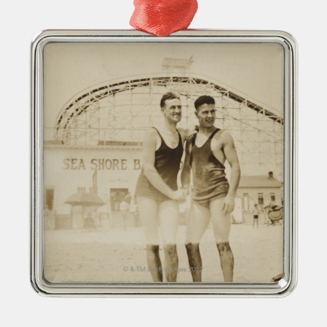 Men Standing on Beach Metal Tree Decoration (Front)