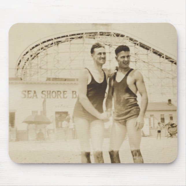 Men Standing on Beach Mouse Mat (Front)
